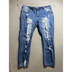 Thrill Jean Women's Jeans 20 Distressed Waist Stretch Medium Wash‎ Denim Pocket